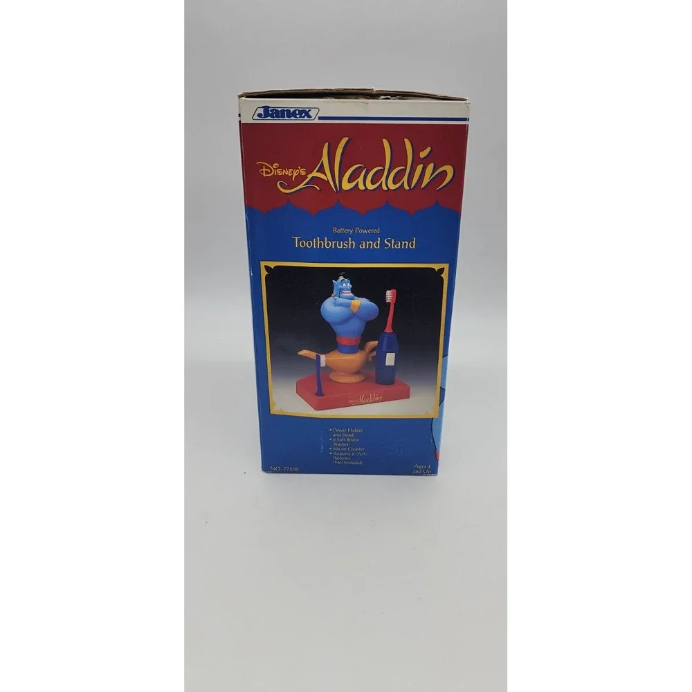 Vintage Disney's Aladdin Toothbrush and Stand 1993 Janex 77200‎ CIB Complete